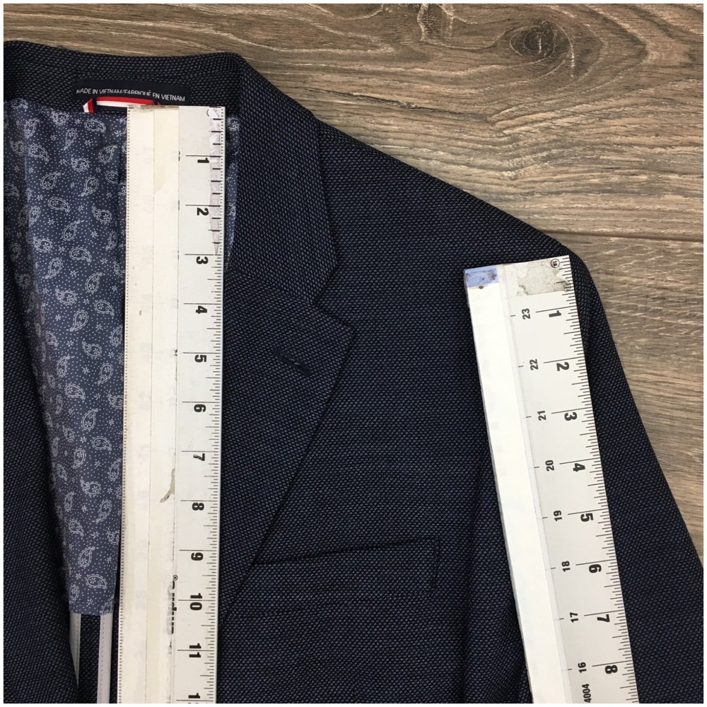 TOMMY HILFIGER Mens Blazer Sport Coat Casual Jacket Size 40L Hopsack Wool Suit‎ - Picture 8 of 12